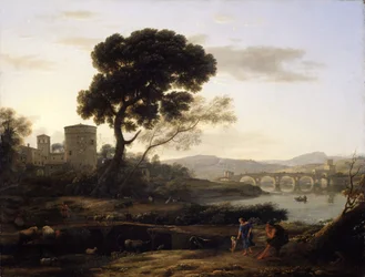 Paisagem perto de Roma com vista para a Ponte Molle, 1645.