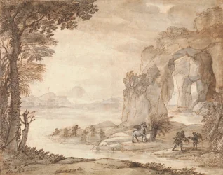 Perseu e a origem do coral, c.1671 (giz preto, sépia e tinta preta, sépia e cinza, lavados com branco)