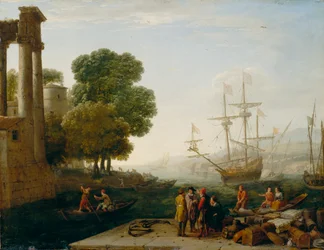 Um porto no por do sol, 1643 (óleo no painel de cobre)