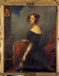 Retrato da Duquesa de Valencay, Condessa de Talleyrand Perigord, nascida Anne Louise de Montmorency (1810-1855) por Claude Marie Dubufe (1790-1864). Século XIX
