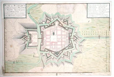 Atlas 131 E Plano de Saarlouis, do Traite de Fortifications (caneta e tinta e wc no papel)