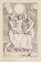 Três Graças com um medalhão
Página de título para: Balthazar de Vias, Charitum libri tres, 1660