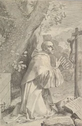 São Bernardo ajoelhado diante de um crucifixo, ca. 1655