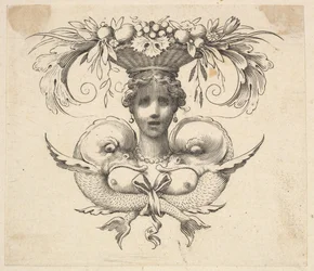 Tail-piece: Womans Head Cul-de-lumière: Busto de uma mulher.
