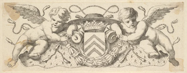 Dois querubins com os braços do cardeal Richelieu, antes de 1642.