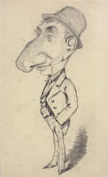 Caricatura de um homem com um nariz grande