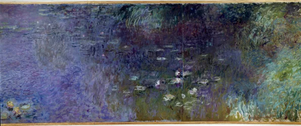 Les nympheas: Matin Detail. Pintura de Claude Monet (1840-1926) 1914-1926 Díptico de 2 x 3 m cada parte. Paris. Musee De l
