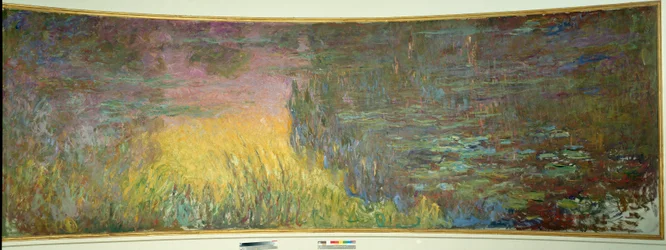 Les nympheas, soleil couchant Pintura de Claude Monet (1840-1926) 1914-1926 Díptico de 2 x 3 m cada parte. Paris. Museu Orangerie