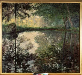 ""The Pond of Montgeron"" (Lagoa em Montgeron) Pintura de Claude Monet (1840-1926) por volta de 1876 Museu Hermitage, São Petersburgo (São Petersburgo)