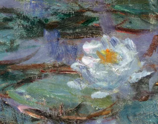 Nimpheas azuis. Detalhe de um nenuphar. Pintura de Claude Monet (1840-1926)
