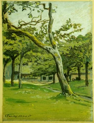 Fazenda da Normandia sob as árvores