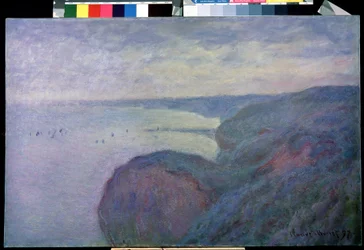 No penhasco perto de Dieppe. Pintura de Claude Monet (1840-1926)