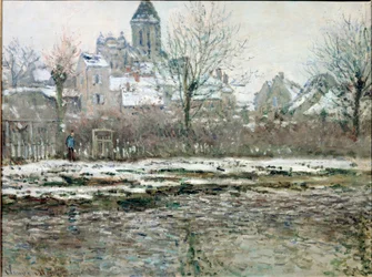 A Igreja em Vetheuil sob a neve