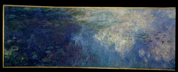 As ninfeias; as nuvens. A parte esquerda do tríptico pintada em Giverny. Pintura de Claude Monet (1840-1926)