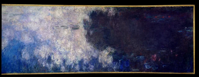 As ninfeias; as nuvens. A parte direita do tríptico pintado em Giverny. Pintura de Claude Monet (1840-1926)