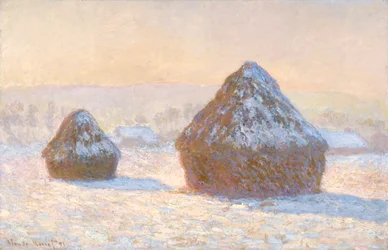 Wheatstaks, efeito neve, manhã
