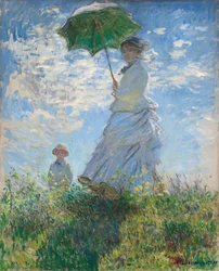 Mulher com sombrinha - Madame Monet e o seu filho, 1875