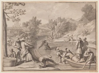 agosto: Pesca, c.1700 (tinta)