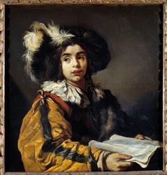 Le jeune cantor Painting de Claude Vignon (1593-1670) 17th century Sun. 0,95x0,9 m