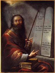 Moisés e as Távolas da Lei Pintura de Claude Vignon (1593-1670) Sol do século XVII. 1,29x0,9 m Rouen, Musee des Beaux Arts