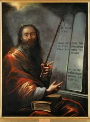 Moisés com as tábuas da Lei (pintura sobre tela)