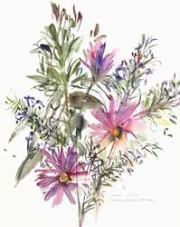 Floral, margaridas sul-africanas e lavanda, 2004 (aguarela)
