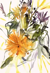 Calêndula e outras flores, 2004 (aguarela)
