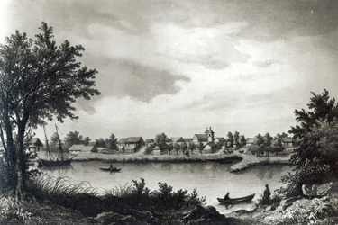 Valdivia, de &39;A História do Chile&39;, gravada por H. Wander-Burch, 1836