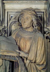 Jeremias, detalhe de uma das figuras do profeta do pedestal hexagonal do Poço de Moisés, pedra 1395-1404