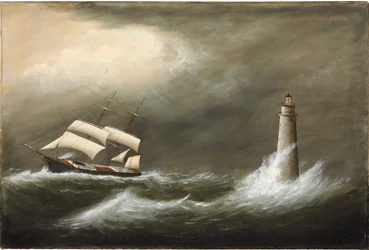 Navios que passam a luz de Minot