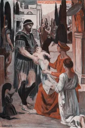 Adeus de Hector e Andromaque. Ilustração de Clement Gontier (1876-1918) para "A Ilíada" de Homere (Omero). Paris, Henri Laurens