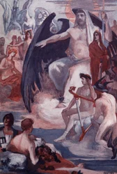 A Defesa de Júpiter para salvar os troianos ou gregos. Ilustração de Clement Gontier (1876-1918) para "A Ilíada" de Homere (Omero). Paris, Henri Laurens