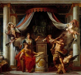 Alegoria da Revolução: no centro Minerva mãos Hércules o engano que suprime os vícios do regime Antigo Pintura por Clemente Belle (1722-1806) 1794 Sol. 3,56x3,86 m