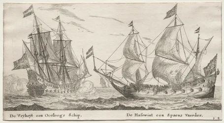 Vários Navios e Vistas de Amsterdã (Verscheÿde Schepen en Gesichten van Amstelredam), Parte II: A Liberdade, um Man-of-War. O Wolf Hound, um navio espanhol