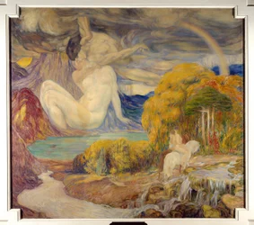 Radioatividade, Magnetismo Pintura por Helene Dufau (1869-1939) Paris do século XX.