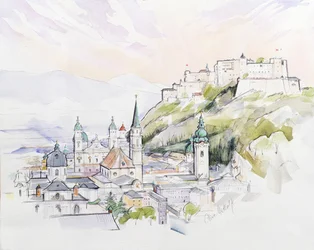 Nascer do sol de Salzburgo (wc no papel)