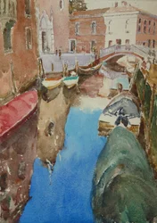 Rio Dei Frari, Sol de inverno, 2019 (aguarela)