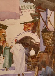Souk des teinturiers, Marraquexe, 2001 (aguarela)