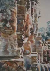 O Bayon: Manhã cedo - Equanimidade e bondade amorosa (Oeste e Sul), 2000 (aguarela)