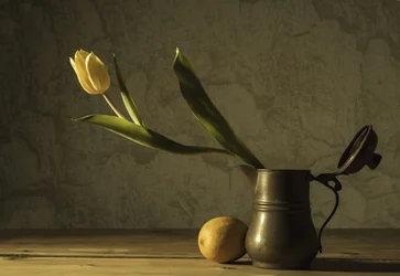 Natureza morta com tulipas amarelas