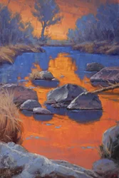 Reflexos do Pôr do Sol no Rio