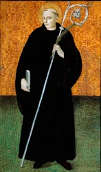 Saint Placide, Monge Beneditino Pintura em madeira de Nicola Filotesio dit Cola del "Amatrice
