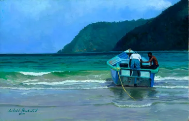 Antes do Catch (óleo na madeira)