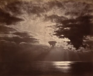 Pôr do sol no mar, década de 1860 (foto)