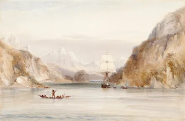 Beagle in the Murray Narrow, Tierra del Fuego (aguarela sobre papel)