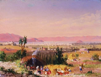 Uma Vista da Cidade do México com um Acampamento