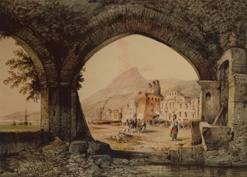A Village Assembly, Itália (lápis e aquarela)
