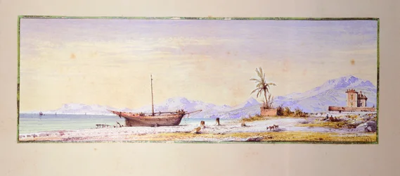 Praia de Bordighera, por Consalvo Carelli (1818-1900), Itália
