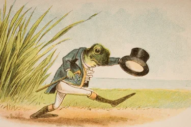 Um sapo que ele iria A-Wooing Go, de "Old Mother Goose Rimas e contos", publicado por Frederick Warne und Co., c.1890s (chromolitho)