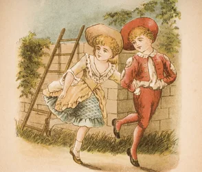 Ilustração das rimas e contos de "Old Mother Goose", publicada por Frederick Warne und Co., c.1890s (cromolitho)